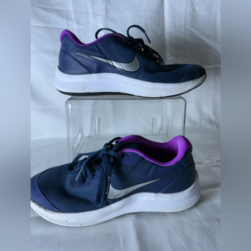 Nike Star Runner 3 GS Midnight Navy/ Metallic Silver DA2776 404 Youth Sz 5Y